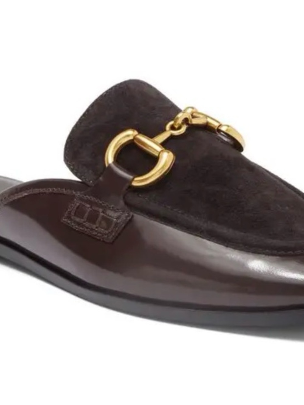 Jeffrey Campbell Dark Brown Leather & Suede Mule with Gold Horsebit - Picture 5 of 5